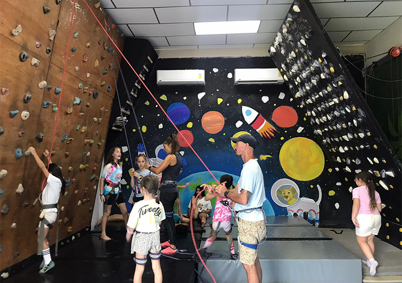 summer camp youtopia climbing wall